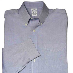 NWOT Brooks Brothers Supima Cotton Pinpoint Oxford Dress Shirt Blue Size 15 X 37
